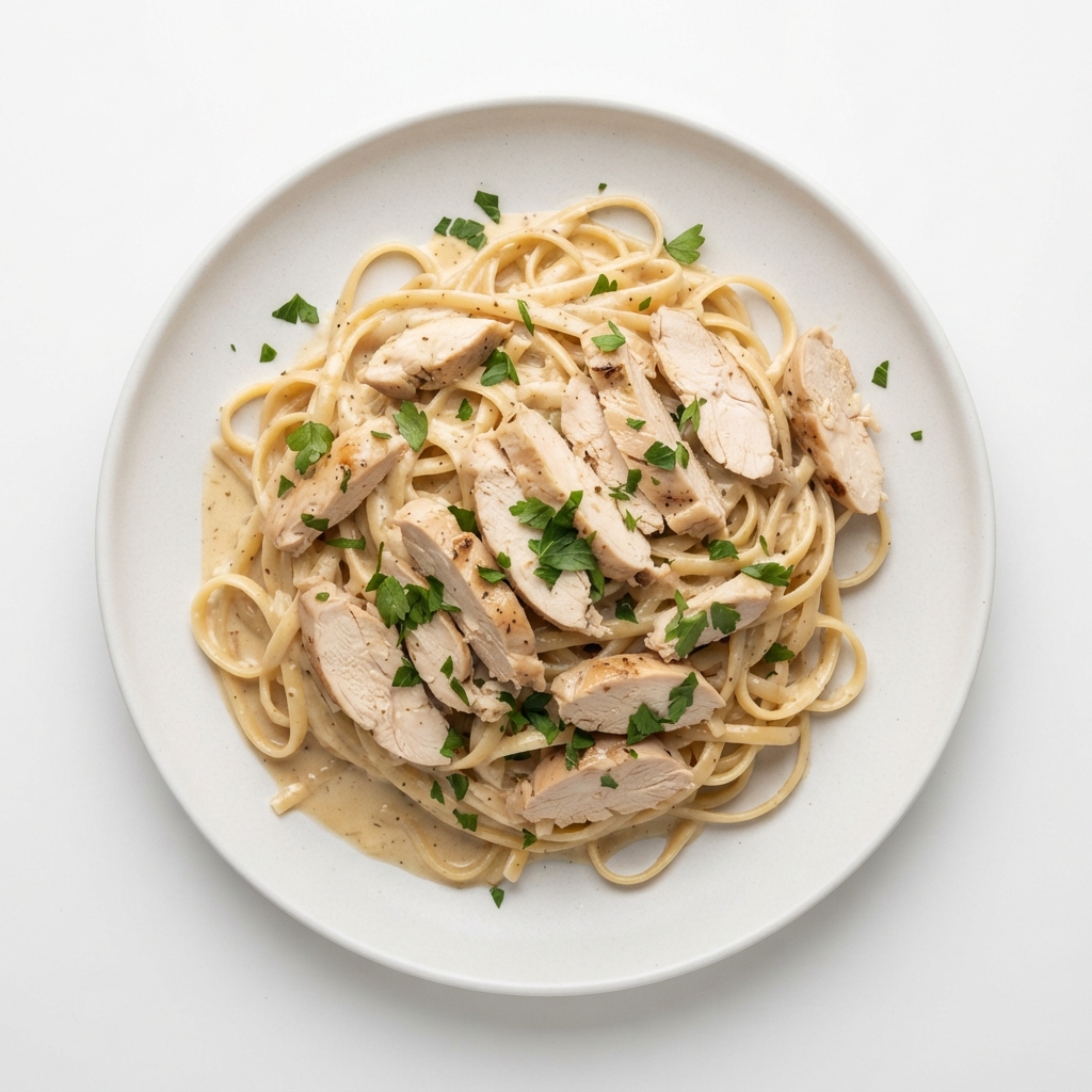 Creamy Garlic Chicken Linguine — frozen ready meal